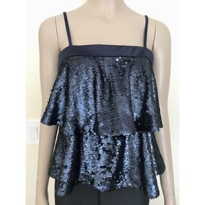 After Market Navy Sequin Top